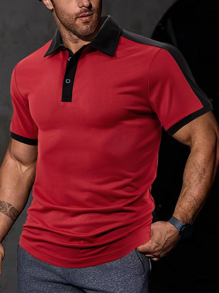 Men's fitted contrast polo shirt with shoulder yoke and shirt collar Mune Fashion
