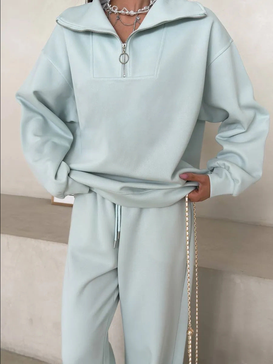 Women’s loungewear set with half zip and wide pleat pants Mune Fashion