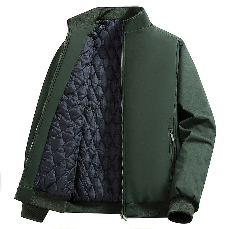 Men's Padded Bomber Jacket with Faux Fur Lining, Stand-Up Collar and Zipper Mune Fashion