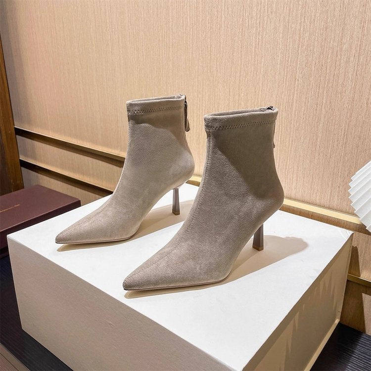 Women's fashionable pointed ankle boots with high heels Mune Fashion