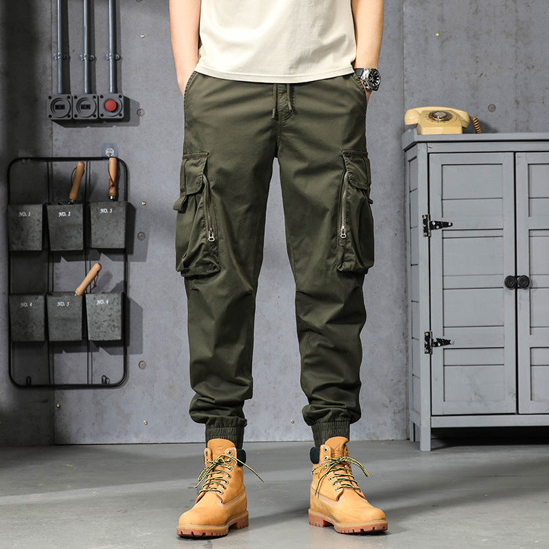 Men's Lightweight Tactical Cargo Jogging Pants with Drawstring Waist, Knee Panels, and Multifunctional Pockets Mune Fashion