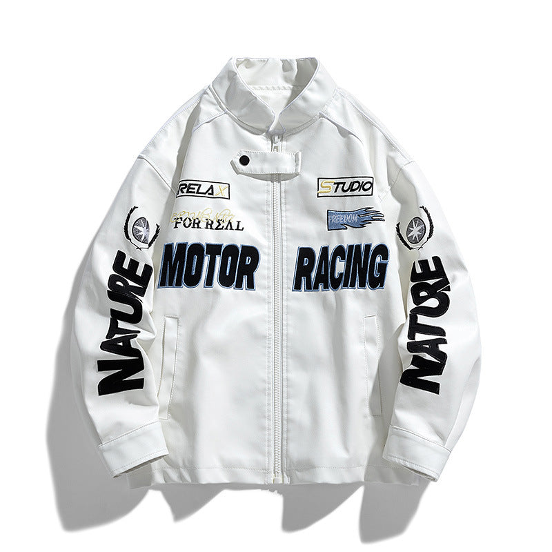 Men's Faux Leather Jacket in Motorsport Design Mune Fashion