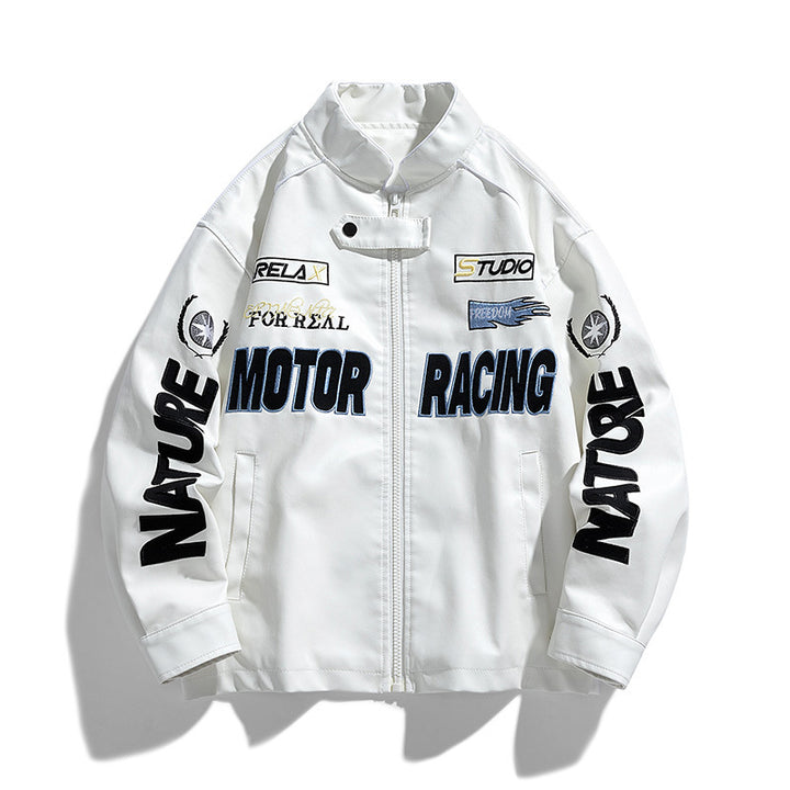 Men's Faux Leather Jacket in Motorsport Design Mune Fashion