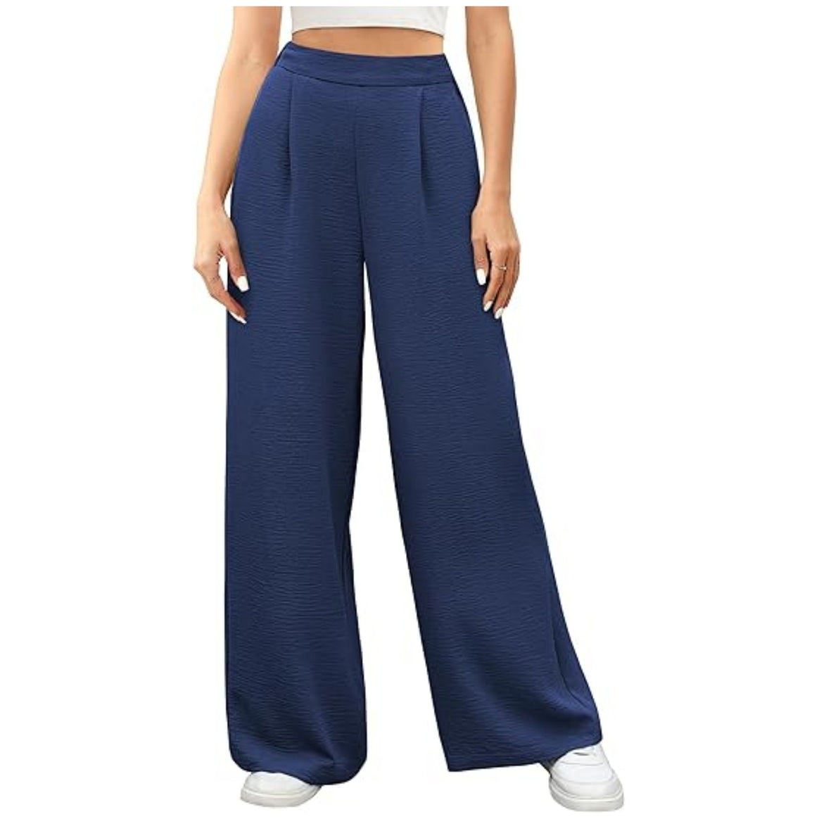 Women's wide High-Waist Palazzo pants with textured fabric Mune Fashion