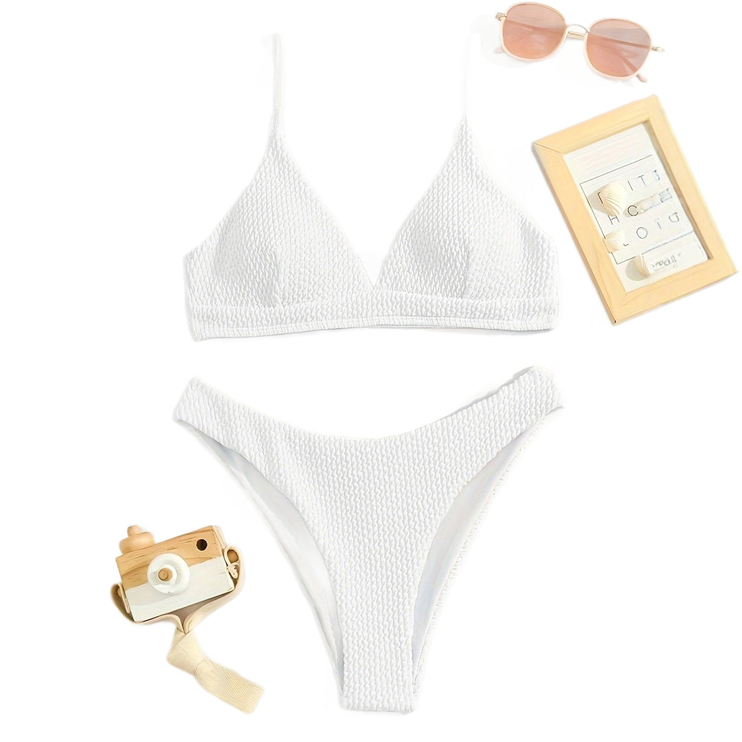 Women's Triangle Bikini Set with textured fabric and adjustable straps Mune Fashion