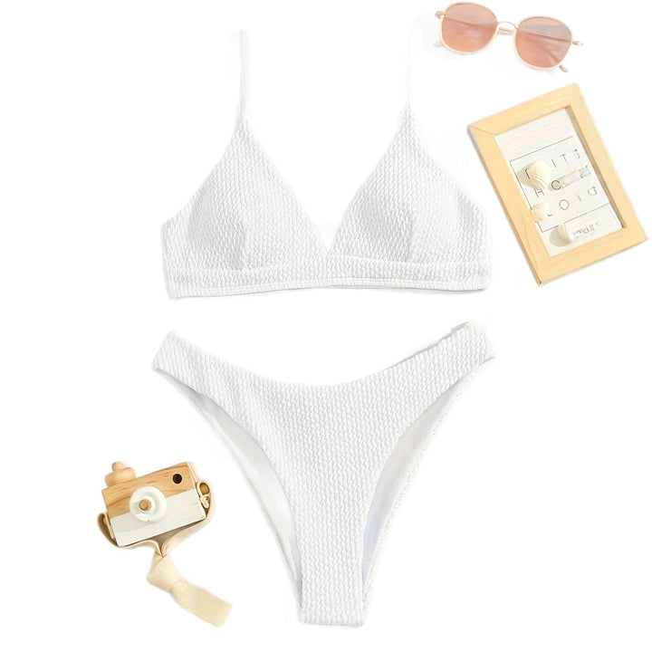 Women's Triangle Bikini Set with textured fabric and adjustable straps Mune Fashion