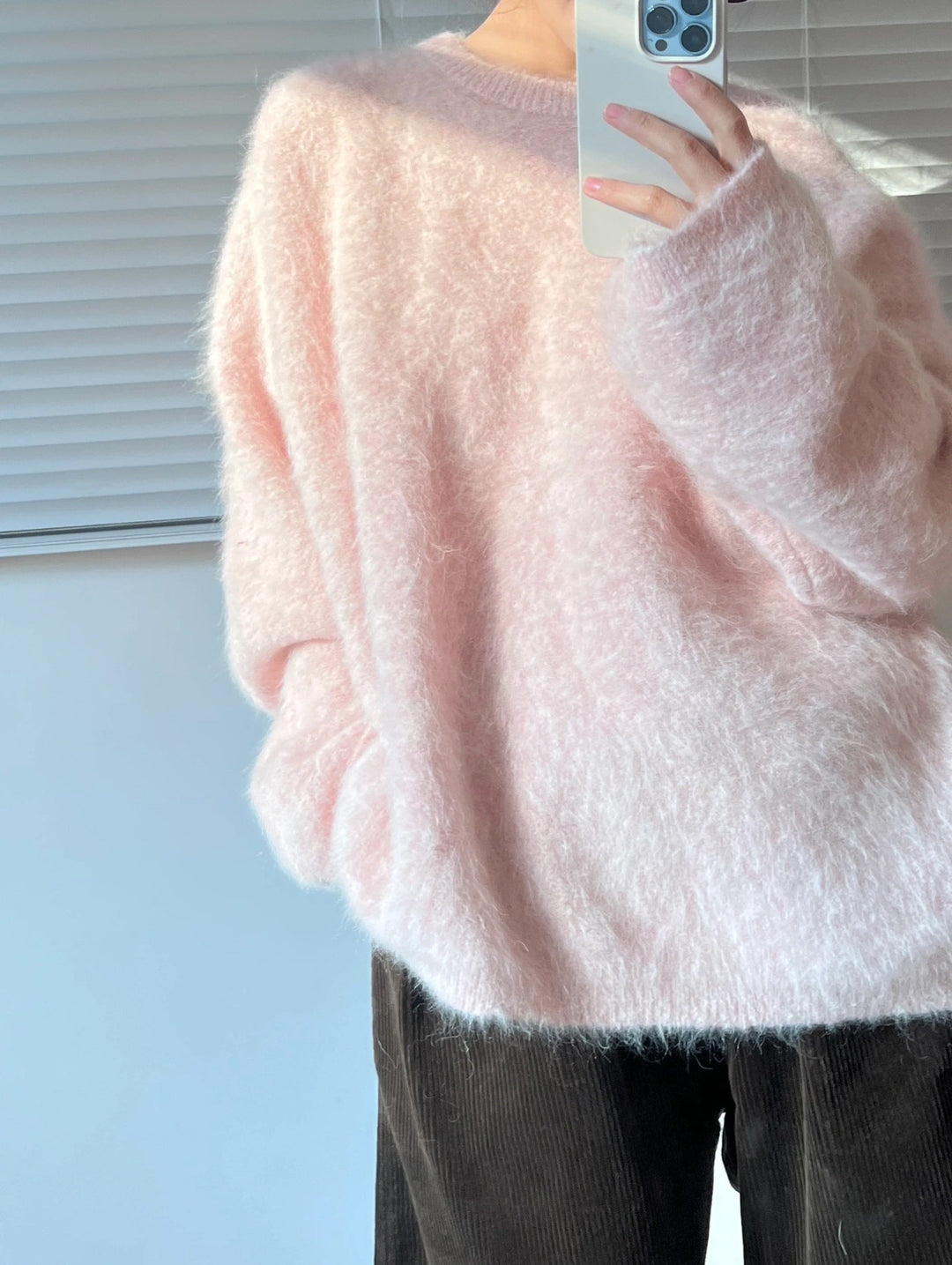 Women Fluffy Oversize Sweater in Angora Look with Boxy Silhouette Mune Fashion