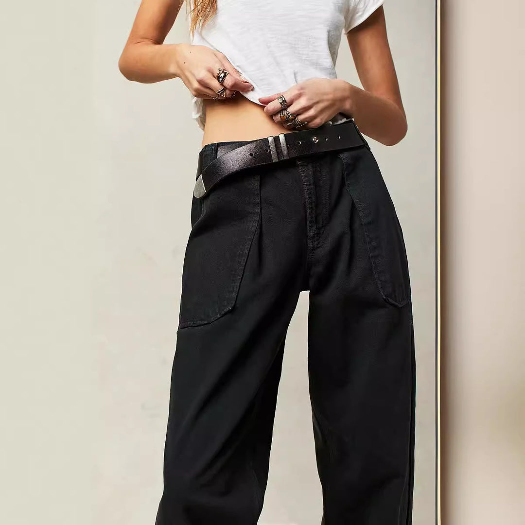 Women’s wide High-Waist Baggy Jeans with a deep crotch, five-pocket design and extra-long legs Mune Fashion