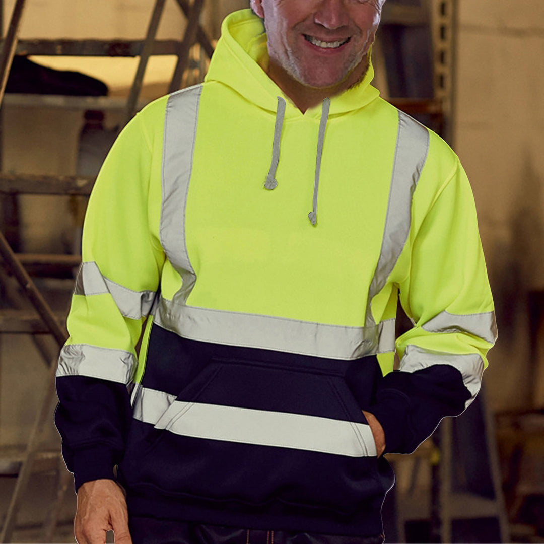 Men's reflective safety hoodie with contrasting reflective bands, kangaroo pocket and adjustable hood Mune Fashion