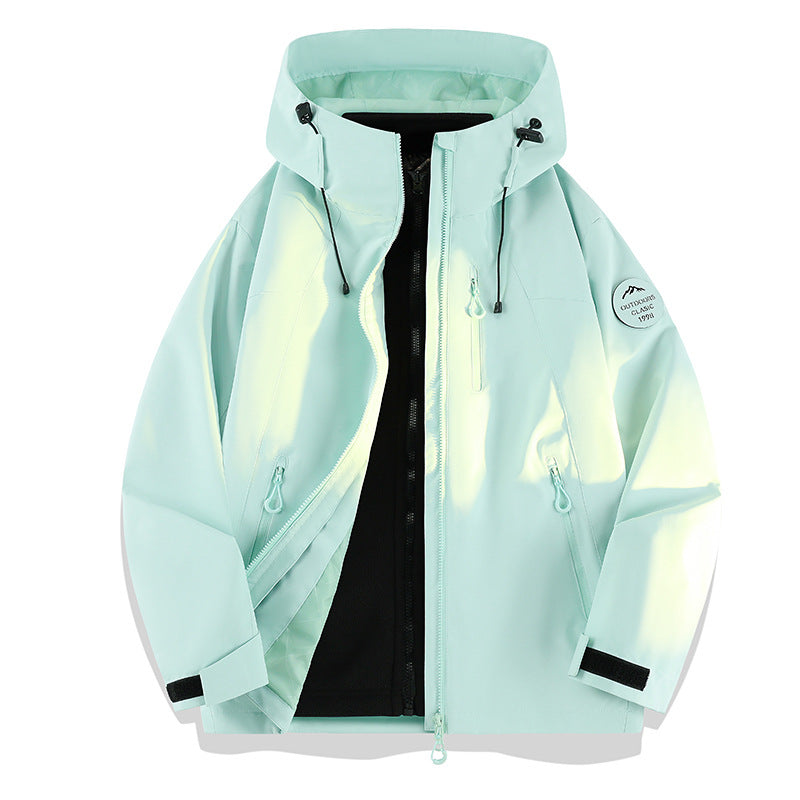 Women Lightweight Waterproof Hooded Jacket with Teddy Charm and Concealed Zipper Pockets Mune Fashion