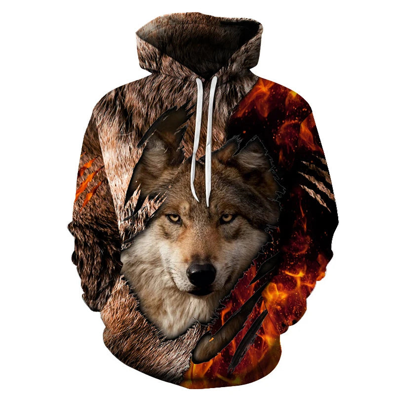 Unisex Hoodie with Creative Wolf Design Mune Fashion