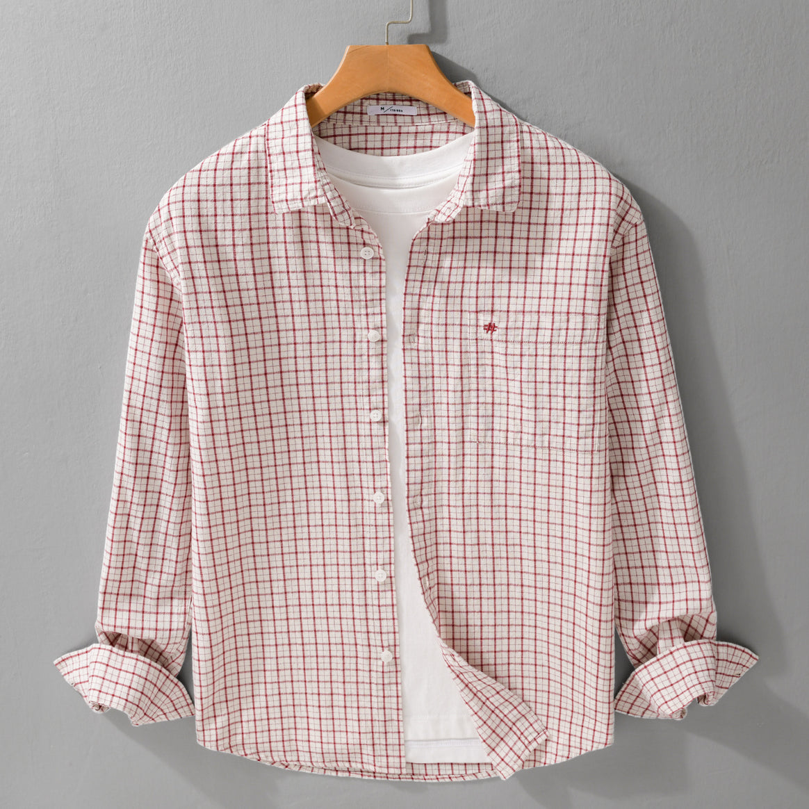 Men's Checked Lightweight Cotton Shirt with Chest Pocket and Relaxed Fit Mune Fashion