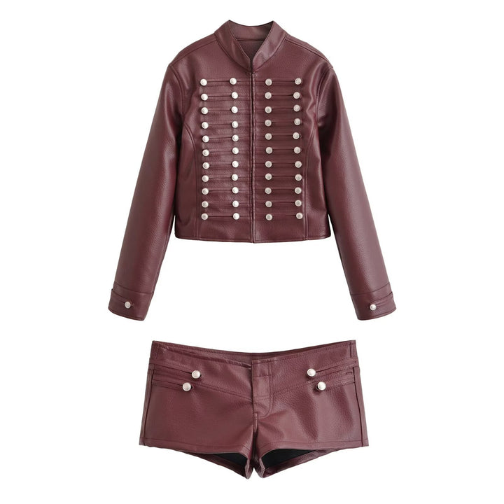 Women's short jacket in sailor military mix with decorative rows and stand-up collar Drune