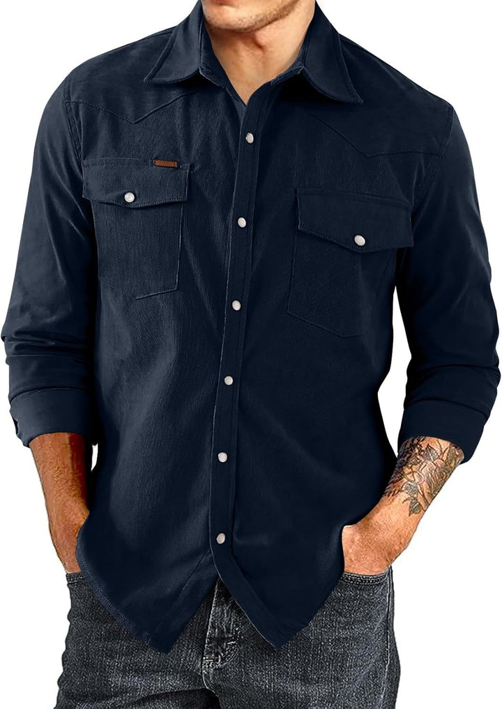Men's Casual Cotton Shirt with Check Pattern