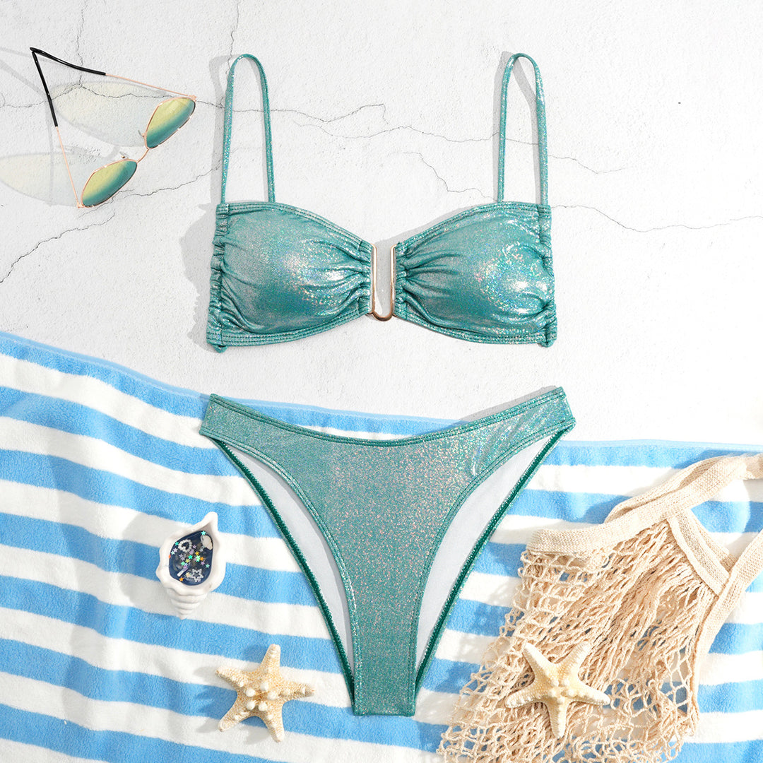 Women's Shiny Bikini with Fine Straps Mune Fashion