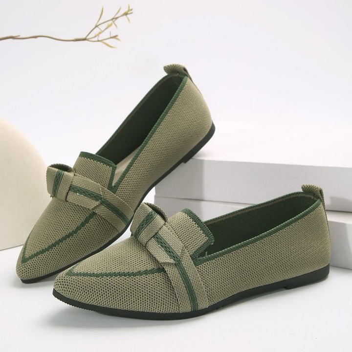 Women's woven lace slippers with decorative bow and padded comfort footbed Mune Fashion