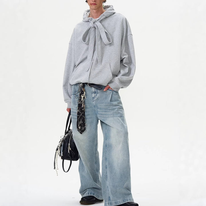 Women's Fashion Hoodie Jacket with Bow Detail