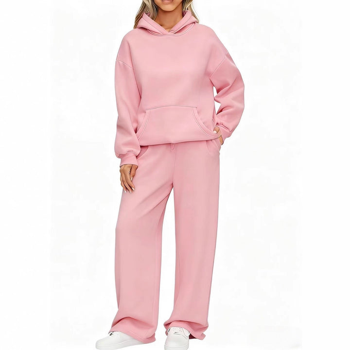Women's Cozy Loungewear Set with oversized hoodie, kangaroo pocket and wide palazzo jogging pants Mune Fashion