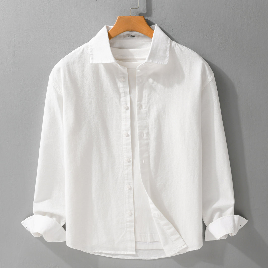 Men's Lightweight Linen-Cotton Overshirt with Kent Collar, Relaxed Fit and Continuous Button Placket Mune Fashion