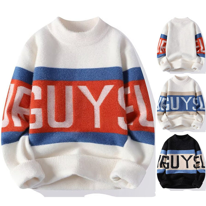 Women's Cozy Chunky Knit Sweater with Striking Print Mune Fashion