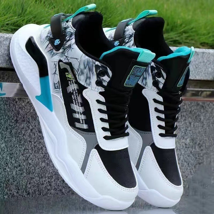 Men's Athletic High-Top Sneakers with Detailed Graphic Design Mune Fashion