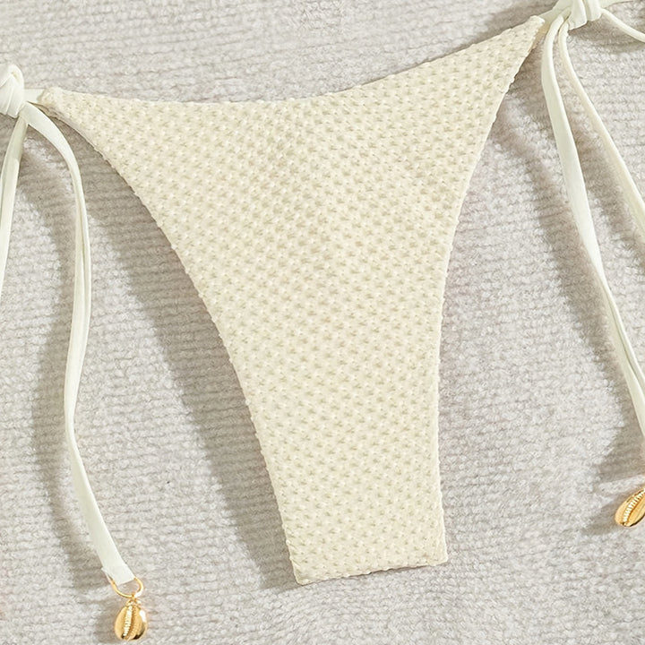 Women’s triangle bikini with textured top and adjustable lace-up details Mune Fashion