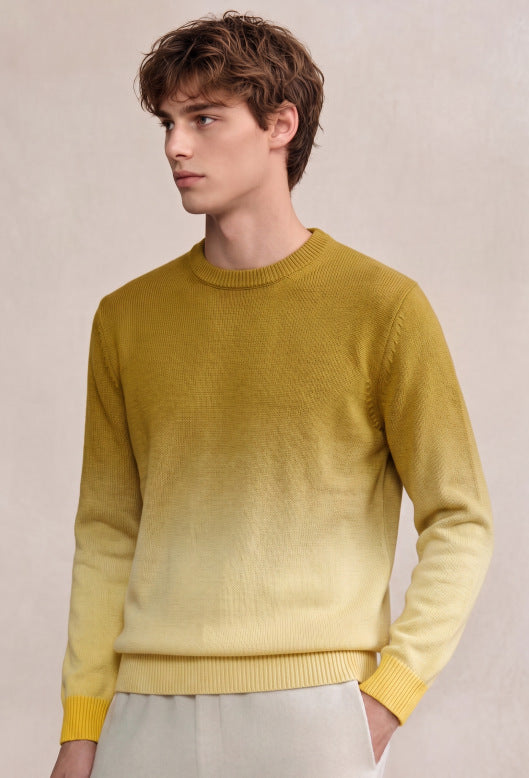 Men's fine knit sweater with dip-dye effect and round neckline Mune Fashion