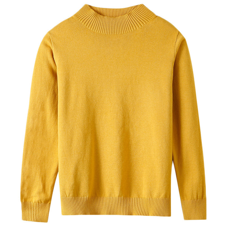 Women's Lightweight Short-Cut Stand Collar Sweater Made of Fine Knitting with Extended Ribbed Cuffs Mune Fashion