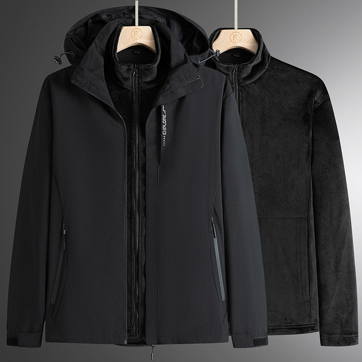 Men's modular softshell parka with removable fleece inner jacket, windproof outer shell and adjustable hood Mune Fashion