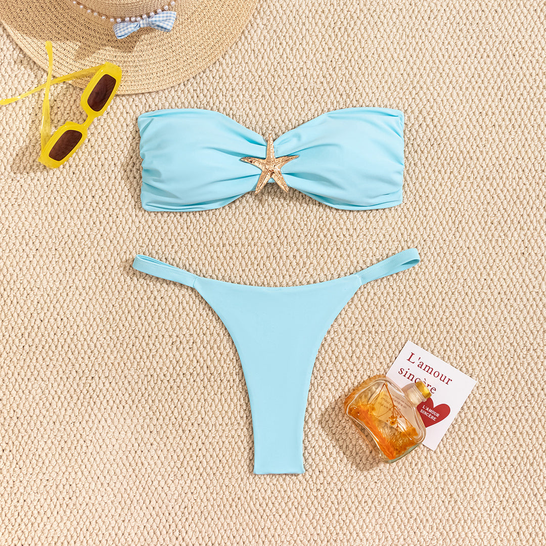 Women's bandeau bikini with rhinestone-embellished star Mune Fashion