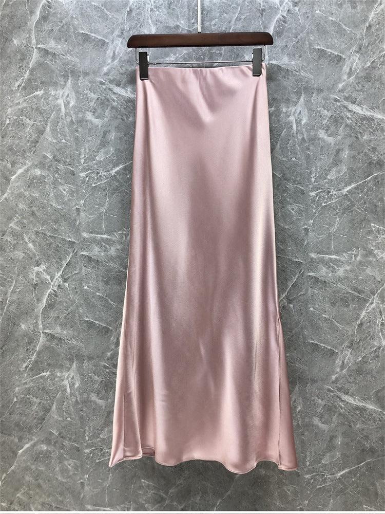 Women Elegant Midi Skirt made of high-quality Satin Mune Fashion