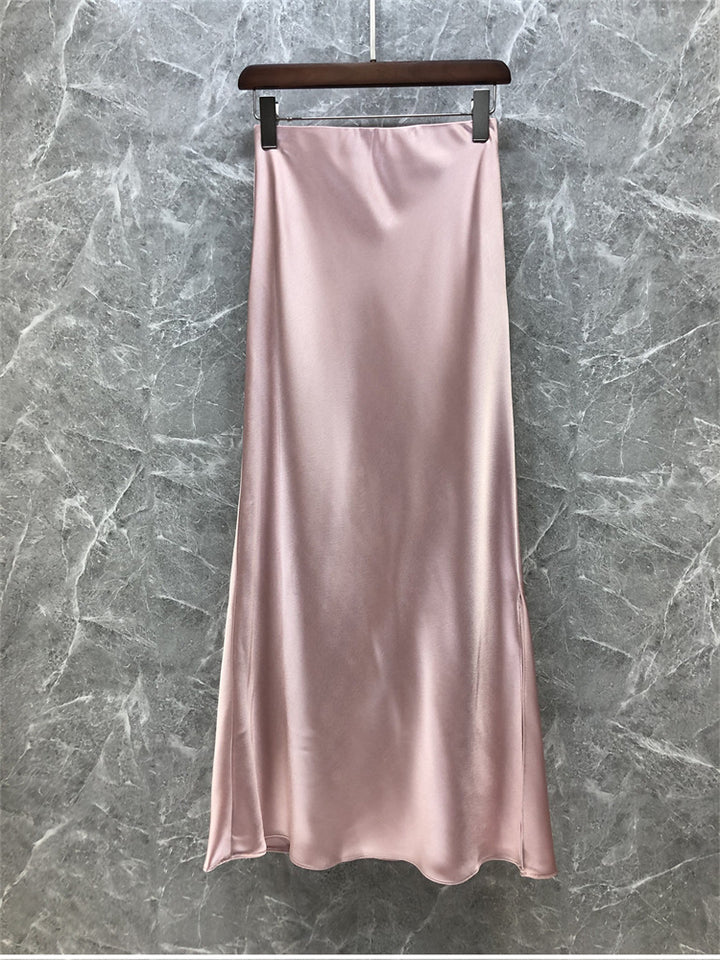 Women Elegant Midi Skirt made of high-quality Satin Mune Fashion