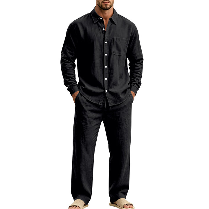 Men's Relaxed Linen Shirt and Wide Loungewear Pants Mune Fashion