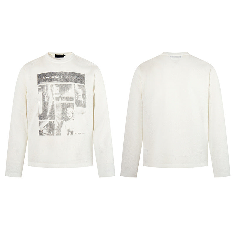Men's sweatshirt with vintage photo collage print, straight cut and round neck Mune Fashion