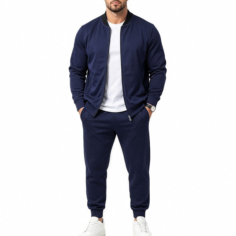 Men's Two-Piece Casual Training Set with Bomber Jacket and Tapered Jogging Pants Mune Fashion