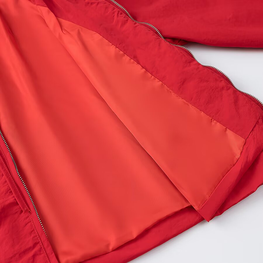 Women's Light Hooded Boxy Transition Jacket with Drawstring and Elastic Cuffs Mune Fashion