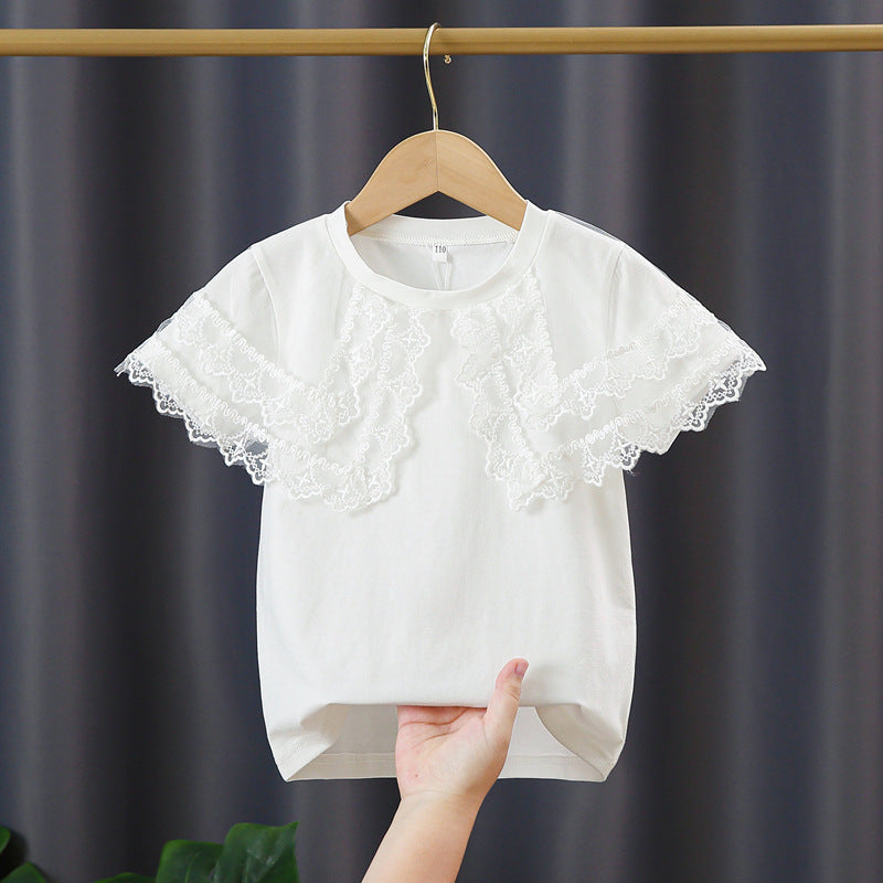 Girl T-shirt with lace sleeves Mune Fashion