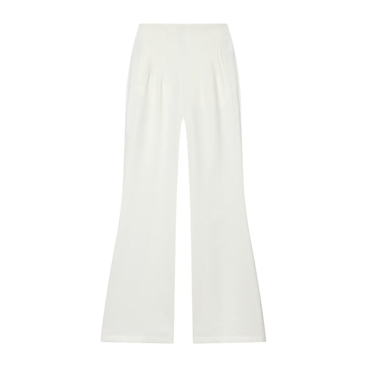 Women's High-Waisted Flare Pants with Wide Leg and Concealed Zipper Pockets Mune Fashion