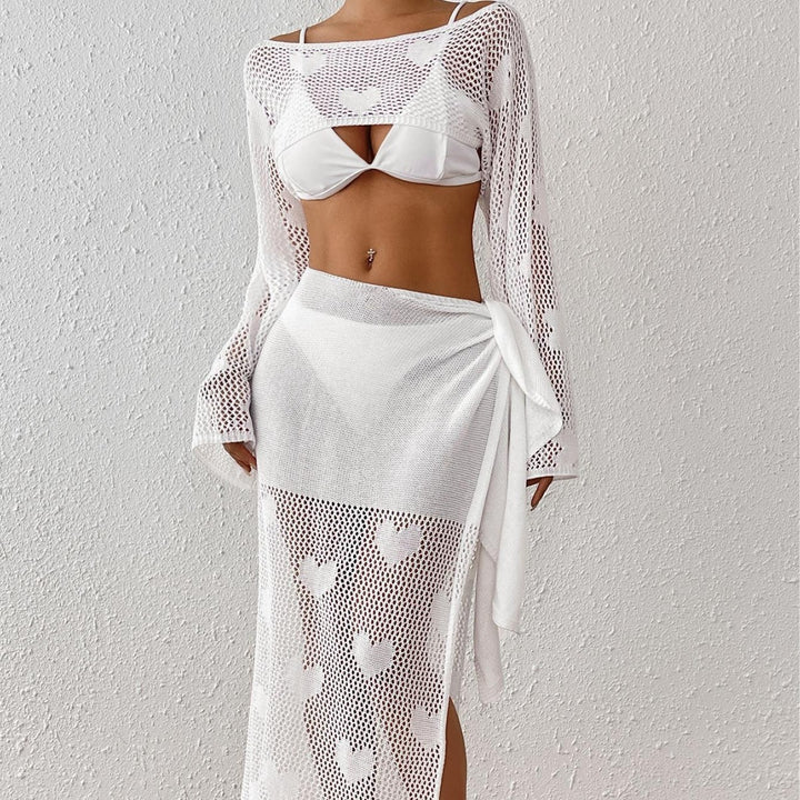 Women's Transparent Beach Sarong with Hearts