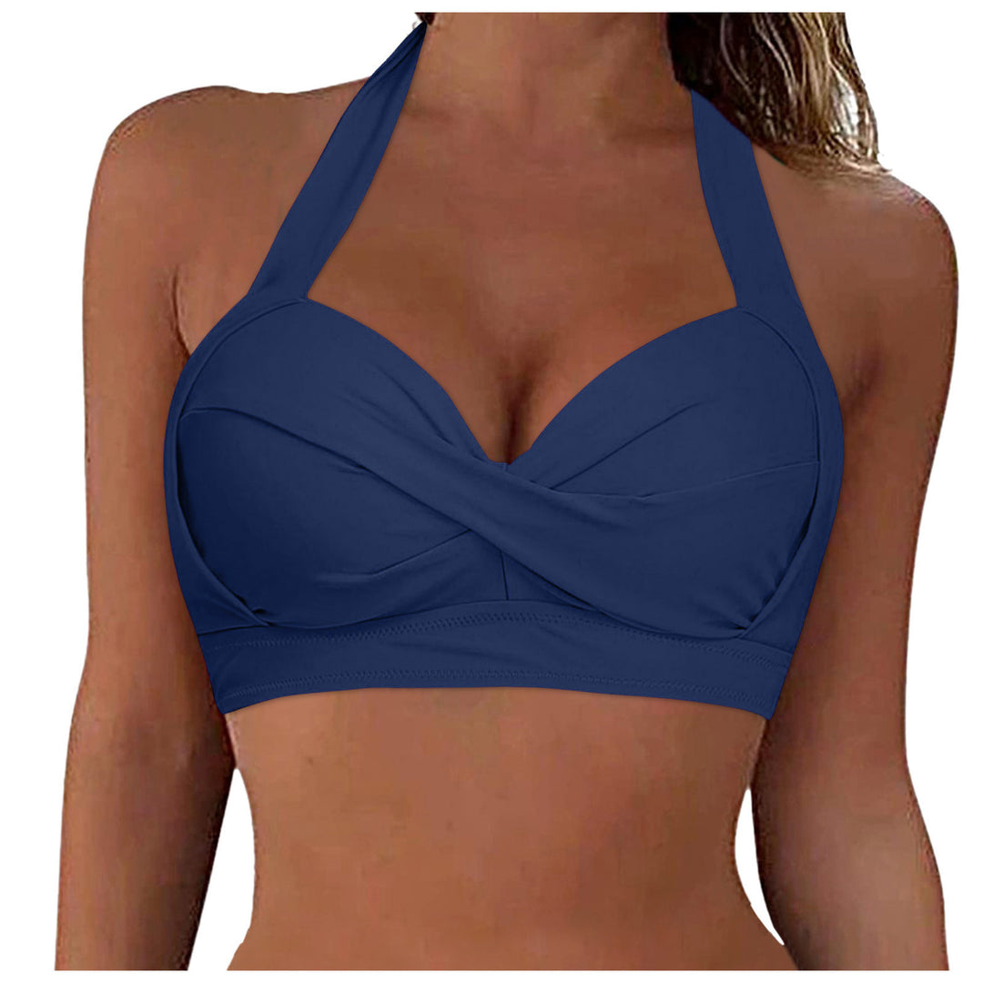 Women's Sporty Bikini Top with Deep Neckline and Halter Design Mune Fashion