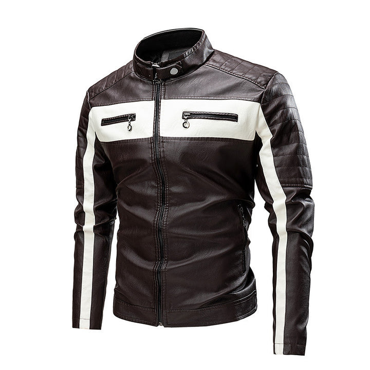 Men's Fashion Leather Jacket with Color Block Design Mune Fashion