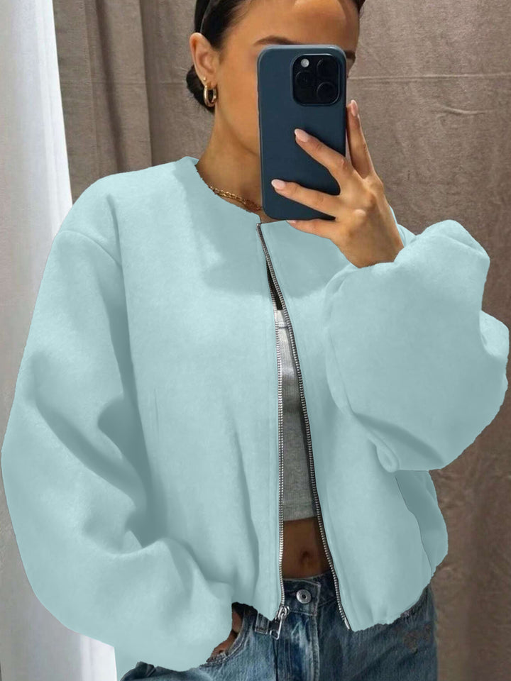 Women's Oversized Bomber Jacket with Zipper and Volume Sleeves Drune
