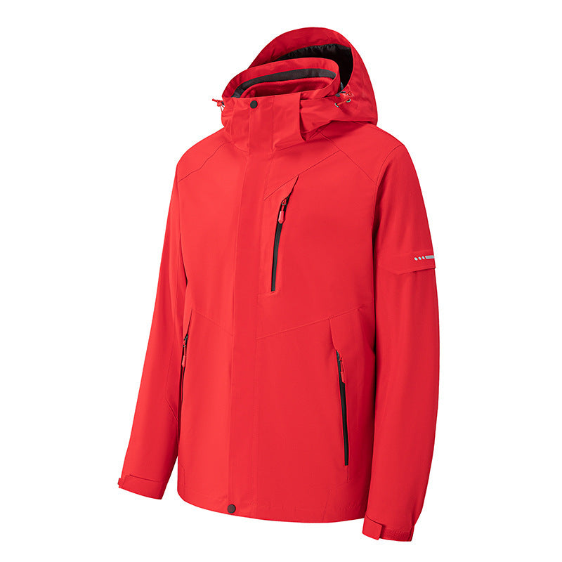 Men's waterproof three-layer softshell outdoor jacket with adjustable hood and welded zippers Mune Fashion