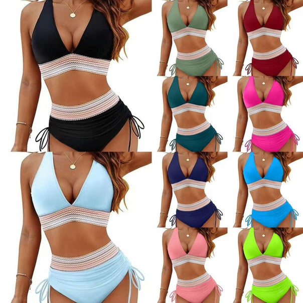Women's bikini set with adjustable waistband and sporty V-neck Mune Fashion