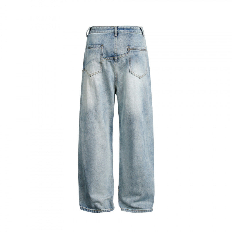 Women's Wide High-Waist Denim Pants with Curved Front Pockets Mune Fashion