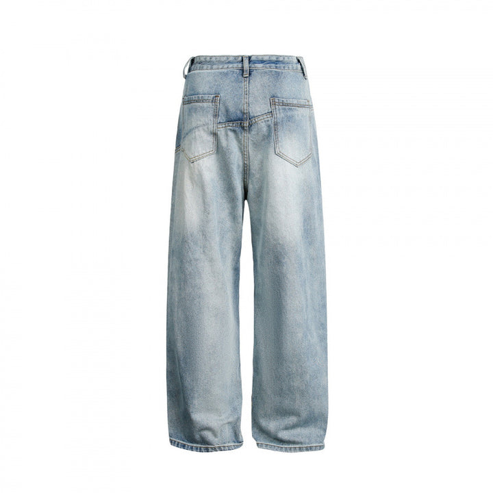Women's Wide High-Waist Denim Pants with Curved Front Pockets Mune Fashion