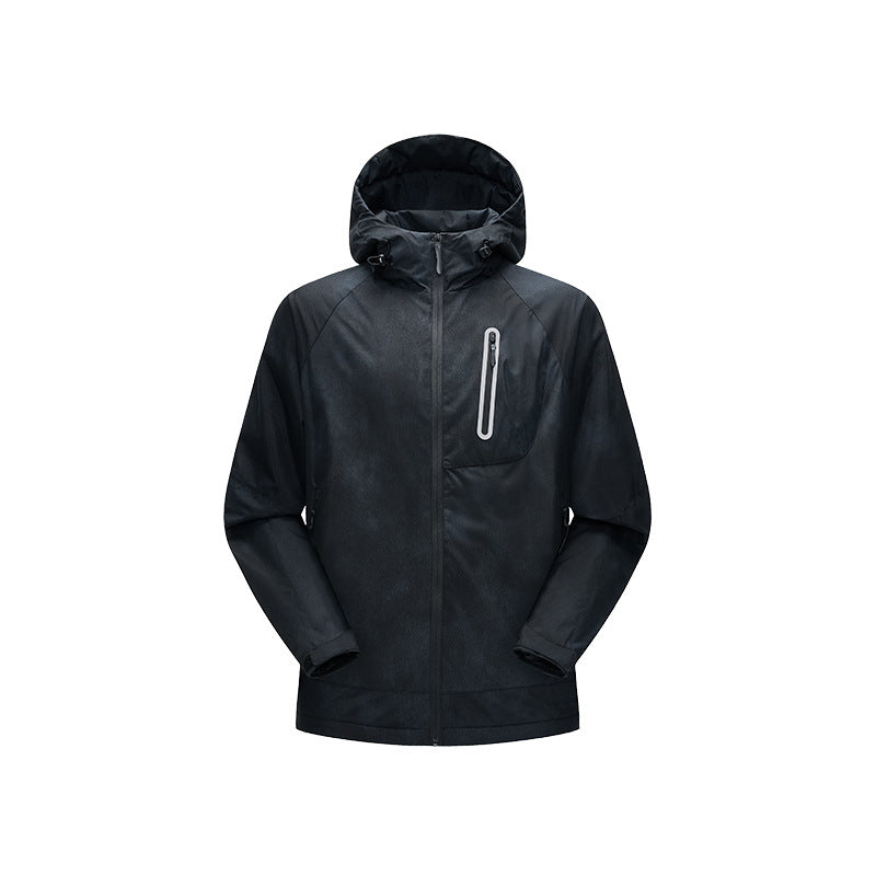Men's Technical Rain Jacket with Hood Waterproof Shell and Reflective Chest Pocket Mune Fashion