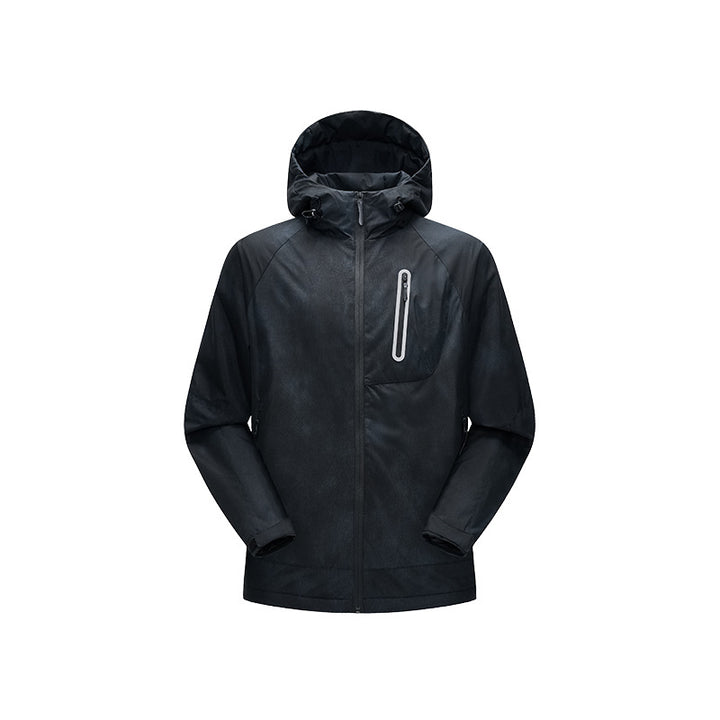 Men's Technical Rain Jacket with Hood Waterproof Shell and Reflective Chest Pocket Mune Fashion