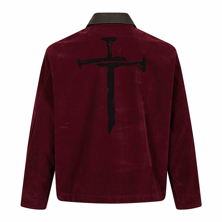 Men's velvet bomber jacket with contrast collar, front zipper and graphic print Mune Fashion
