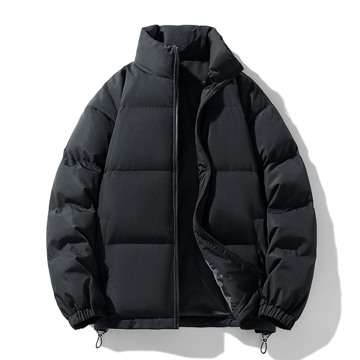 Men's Padded Puffer Jacket with High Stand Collar, Windproof Outer Layer and Adjustable Drawstring Hem Mune Fashion